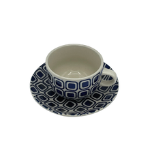 Load image into Gallery viewer, Ceramic Coffee & Tea Cup with Blue Squares