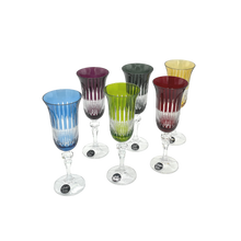 Load image into Gallery viewer, 6 Crystal Champagne Glasses - Colour Collection - by Julia Crystal Factory