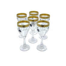 Load image into Gallery viewer, 6 Crystal Wine Glasses (with Golden Rim)