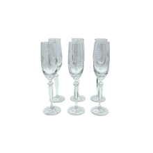 Load image into Gallery viewer, 6 Crystal Champagne Flutes - "Patches" Collection Champagne glasses Julia Crystal Factory