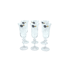 Load image into Gallery viewer, 6 Crystal Champagne Flutes - "Moulin" Collection Champagne glasses Julia Crystal Factory