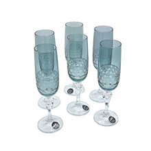 Lade das Bild in den Galerie-Viewer, 6 Crystal Champagne Flutes (Light Blue) - Coloré Collection