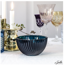 Load image into Gallery viewer, Small Crystal Fruit Bowl - Linea Collection - by Julia Crystal Factory - Blue/Green/Blue