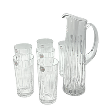 Lade das Bild in den Galerie-Viewer, Crystal Water Carafe with 6 Glasses Set - Metropolis Collection - by Julia Crystal Factory