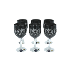 Load image into Gallery viewer, 6 Crystal Wine Glasses (Black) - Coloré Collection