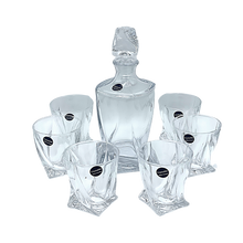 Charger l'image dans la galerie, Crystal Twisted Carafe with 6 Whiskey Glasses - by Julia Crystal Factory