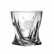 Charger l'image dans la galerie, Crystal Twisted Carafe and 6 Whisky Glasses Set - Golfing Motif - by Julia Crystal Factory