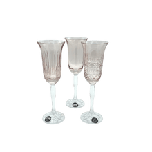 Lade das Bild in den Galerie-Viewer, 3 Crystal Champagne Glasses - Veranda Collection - by Julia Crystal Factory