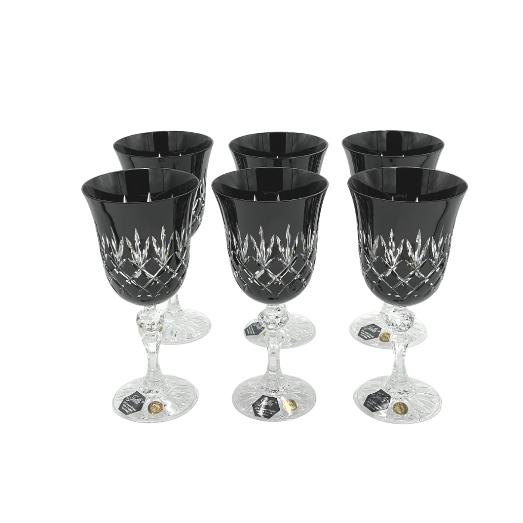 6 Crystal Wine Glasses (Black) - Coloré Collection