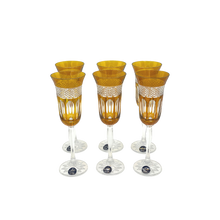 Charger l&#39;image dans la galerie, 6 Crystal Champagne Glasses - Colour Collection - by Julia Crystal Factory
